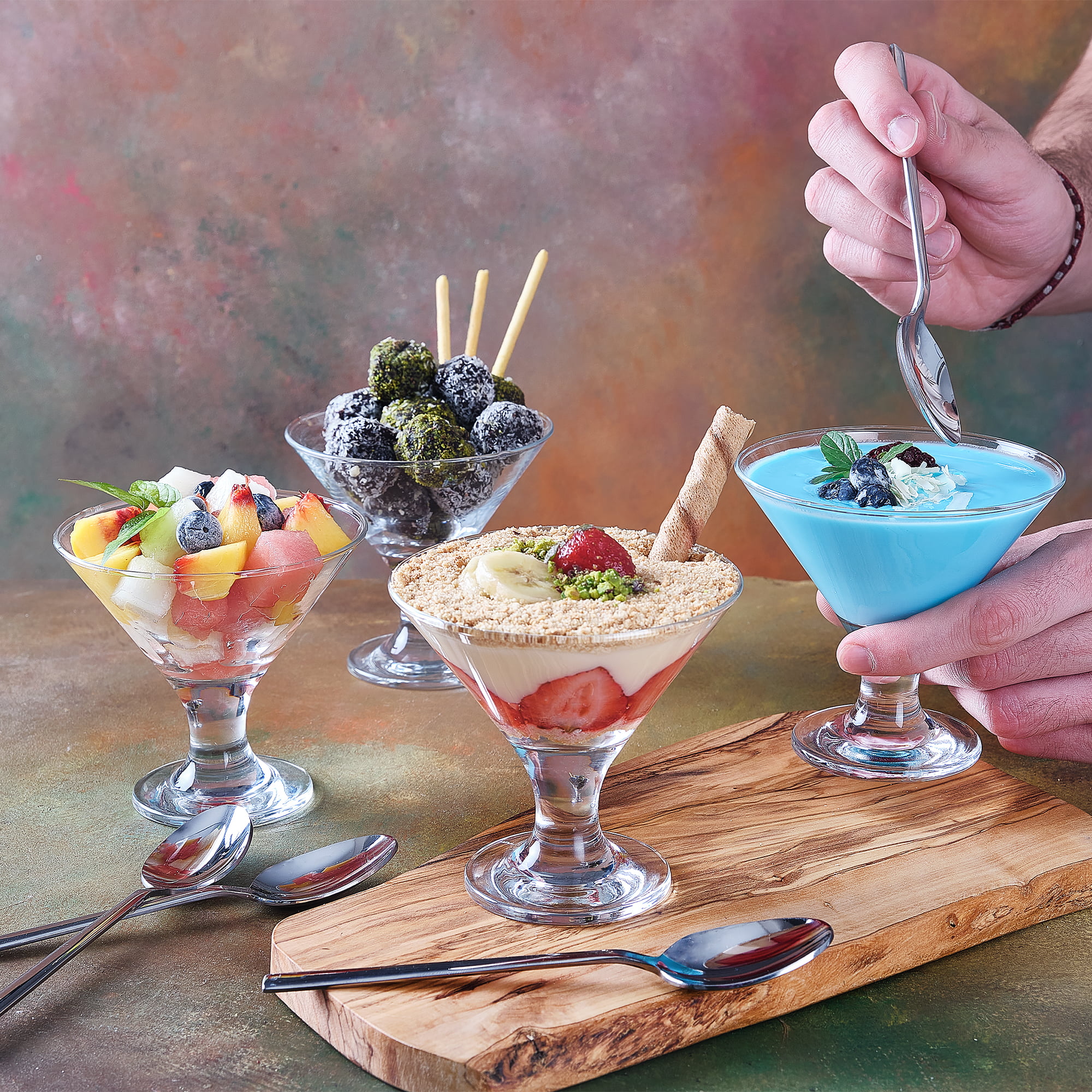 Crystalia Home Small Clear Glass Bowl Set, Dessert, Pudding, Ice Cream, Fruit Serving Cups, Set of 4, 6.25 oz