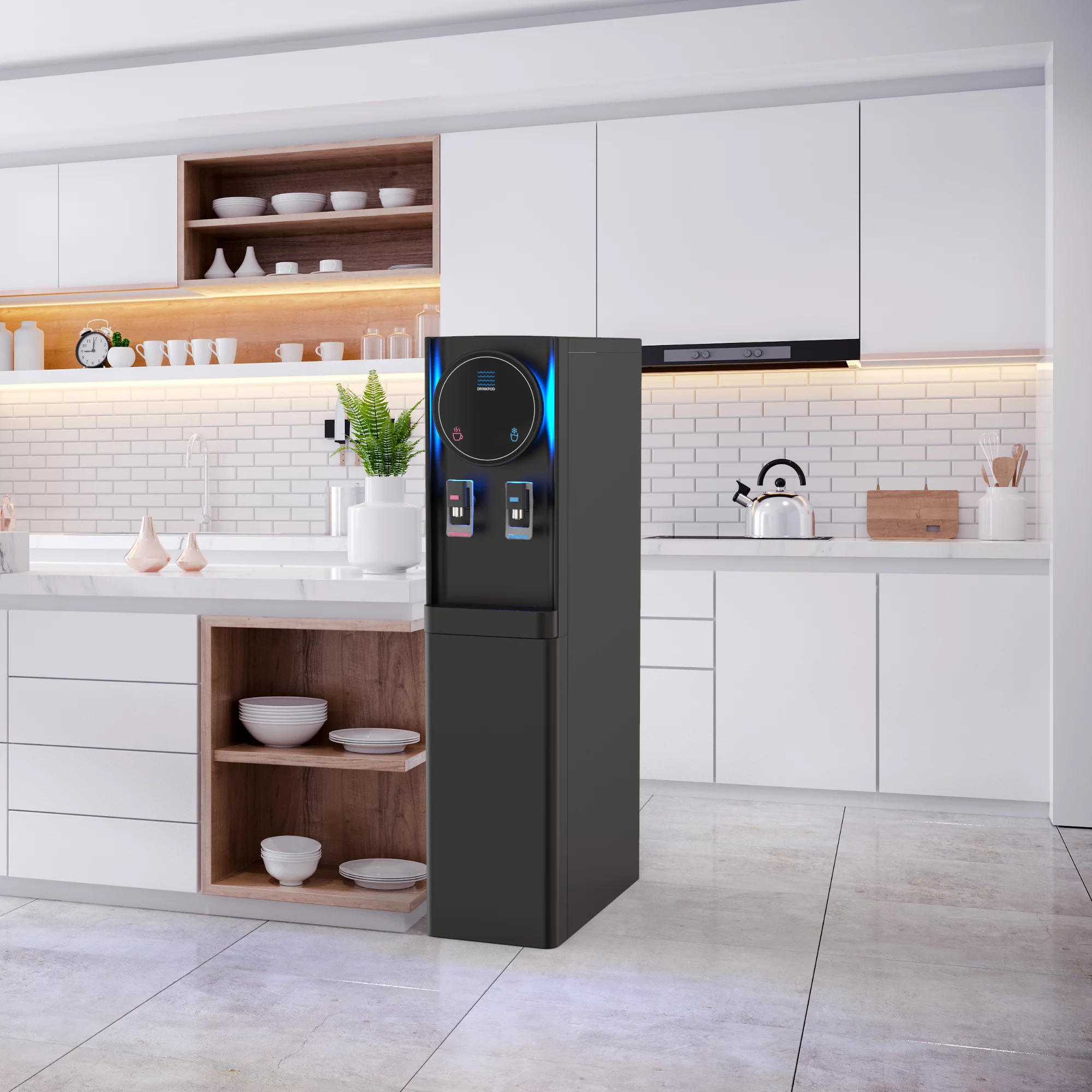 Drinkpod Bottleless Water Cooler Dispenser Ultra Membrane 3+ Filtration Water Cooler Hot & Cold Temps. Exclusive Option To Connect To Other Appliances Color; Black