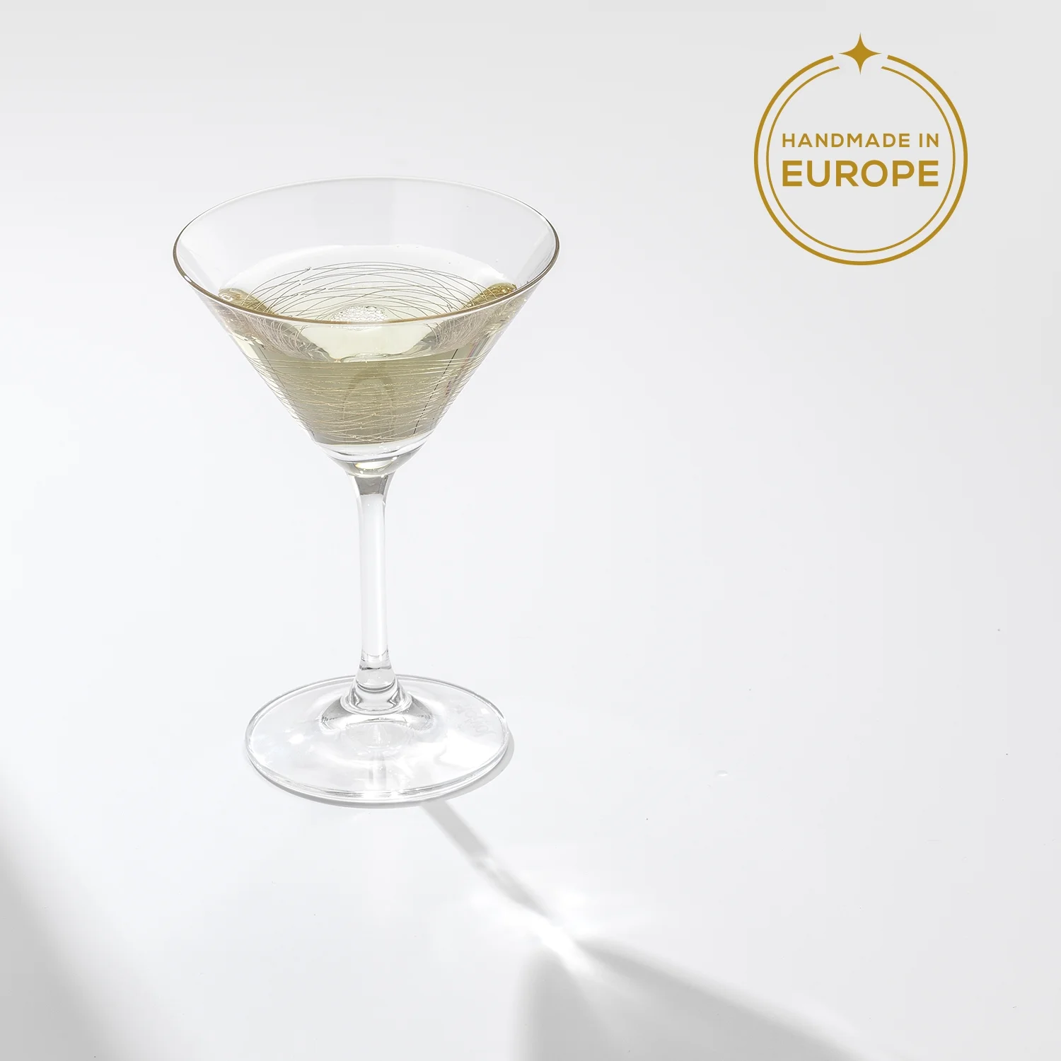 JoyJolt Golden Royale European Crystal Stemmed Martini Bar Glasses, with Gold Etching, Set of 2