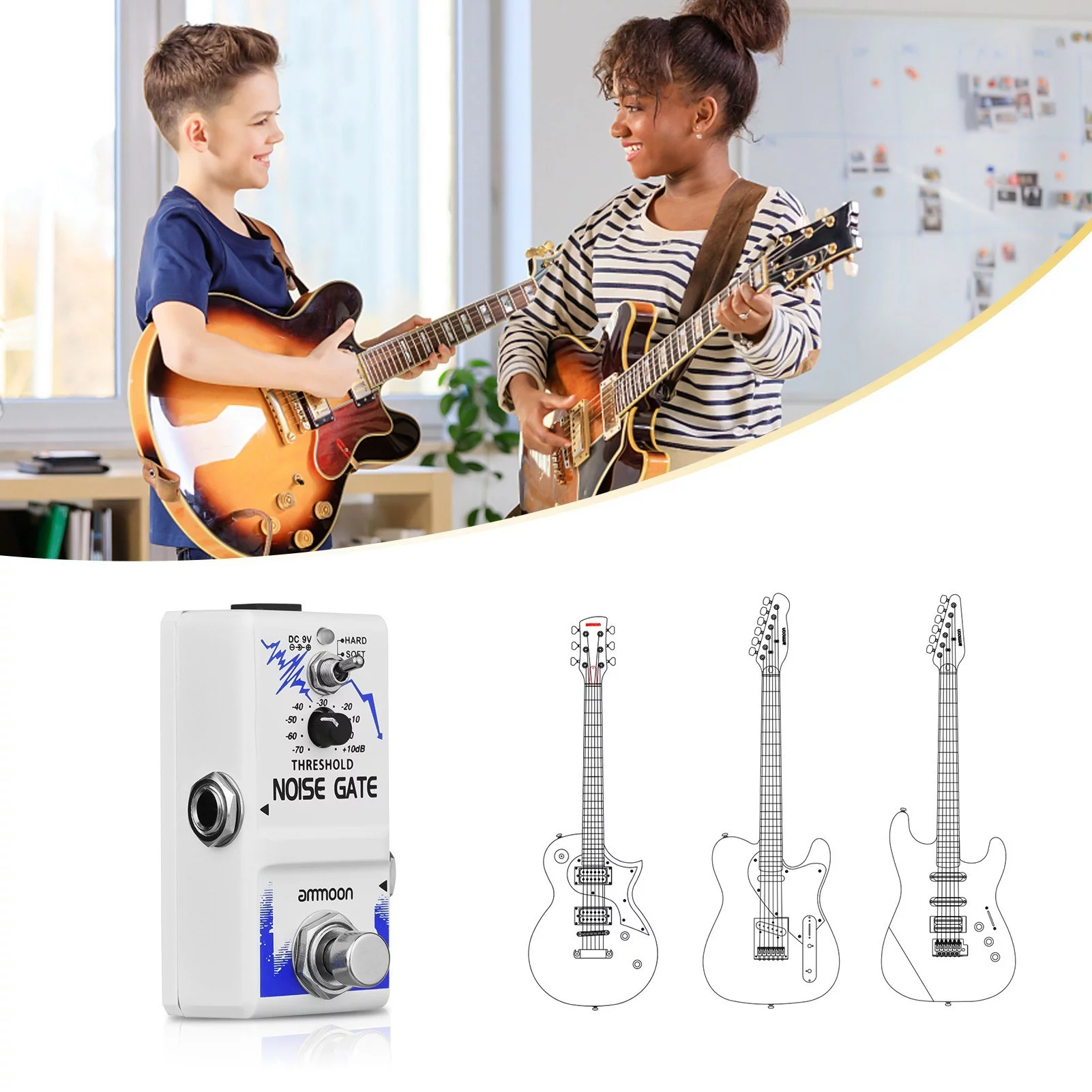 Noise Gate Guitar Effect Pedal True Bypass Zinc Alloy Shell Enhance Your Sound!