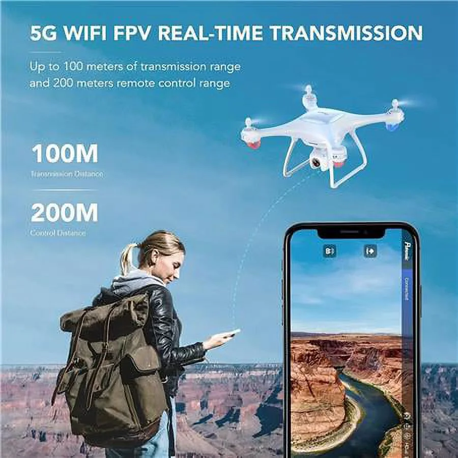 P5 FPV RC Drone with 2.7K HD Camera, Dual Batteries and Carrying Bag