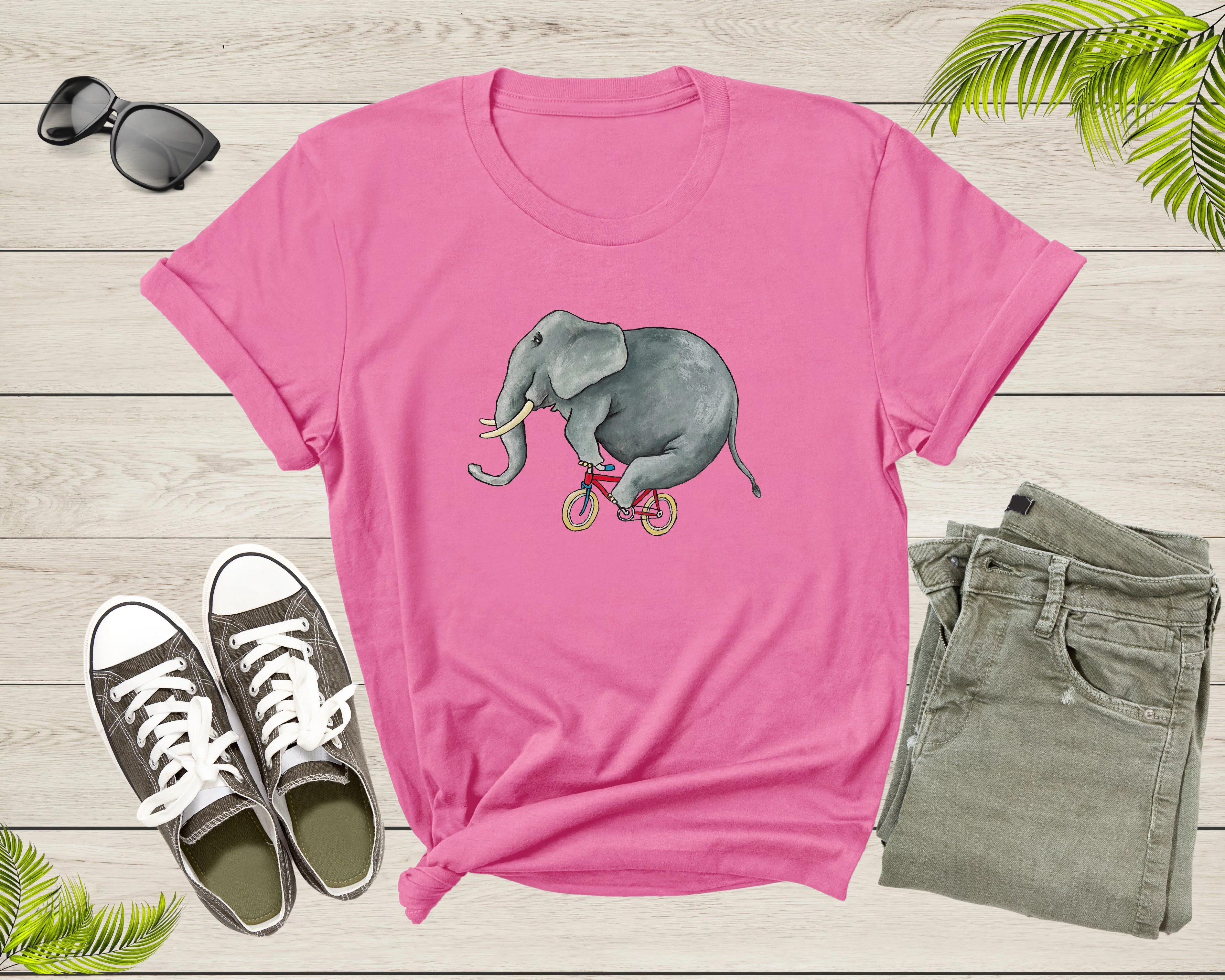 Funny Elephant Bicycle Lover Gift Idea Shirt Women Men Kid Boys Girls Bicycle Tshirt Design Bike Lover Birthday Present Dad Mom T-shirt