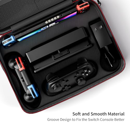 Nintendo Switch Neon Blue/Red with Mario Kart 8 Deluxe Bundle | Includes Wireless Pro Controller, Extra Joy-Con (Red/Blue) | With Signature Series Large Carry Case and Earphones