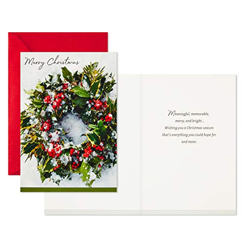 Hallmark Boxed Christmas Cards, Snowy Wreath (40 Cards and Envelopes)