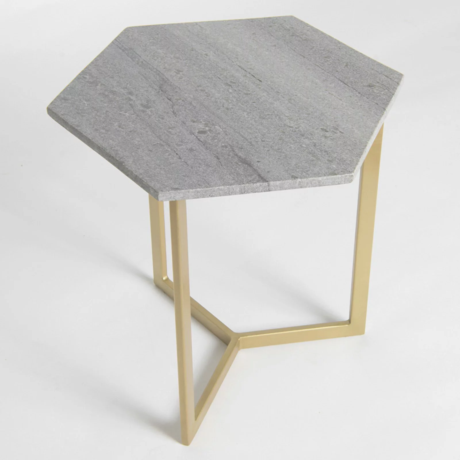 Best Home Fashion Prince Hexagon Marble Top Accent Table