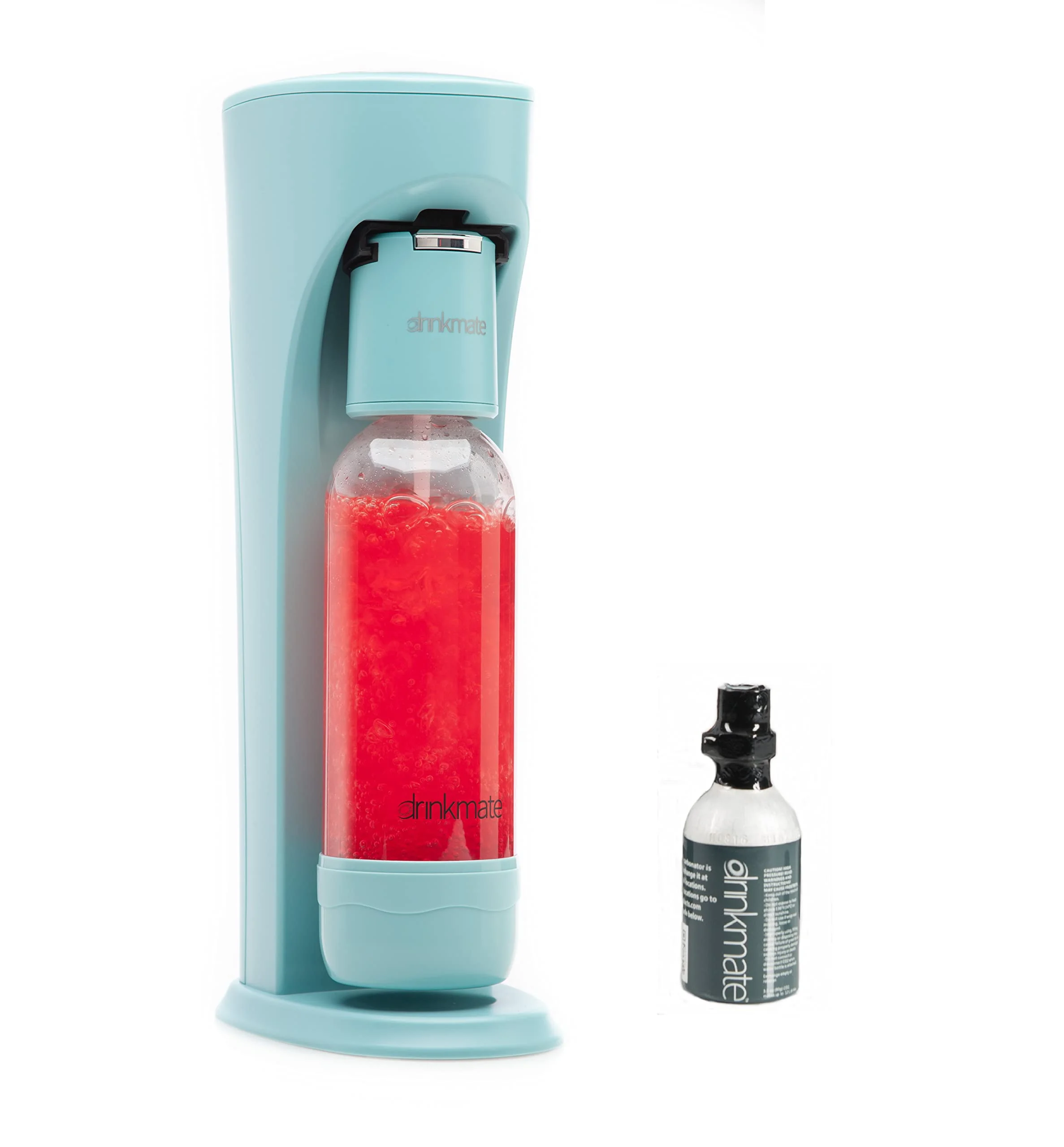 Drinkmate OmniFizz Sparkling Water and Soda Maker, Carbonates Any Drink, with 3oz CO2 Test Cylinder (Arctic Blue)