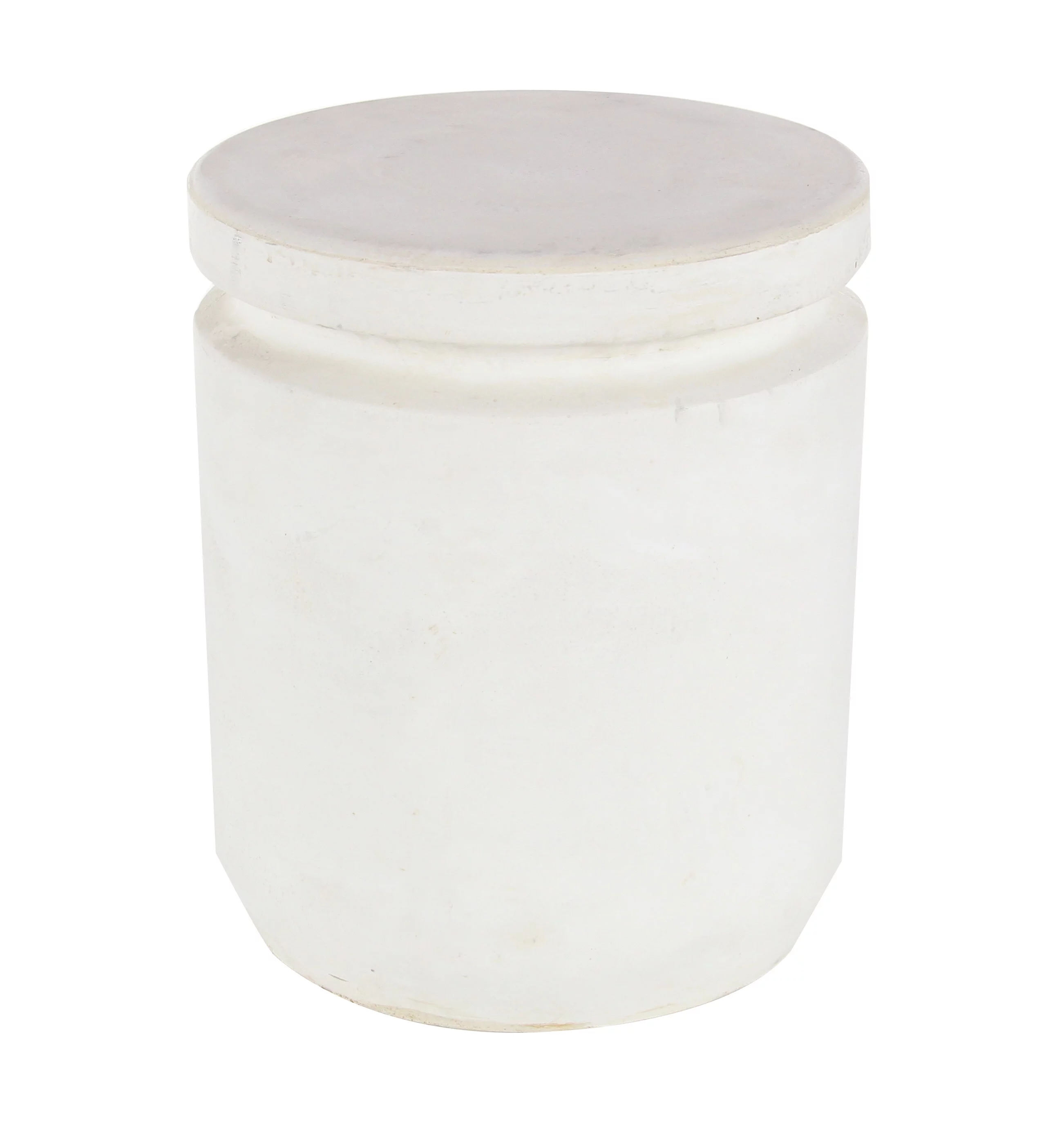 DecMode White Industrial Fiber Clay Outdoor Cylindrical Foot Stool, 15