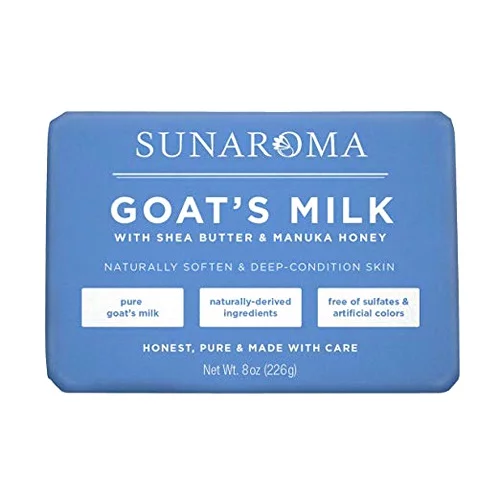Sunaroma Goats Milk Bath Soap with Shea Butter and Manuka Honey, 8 Oz, 3 Pack