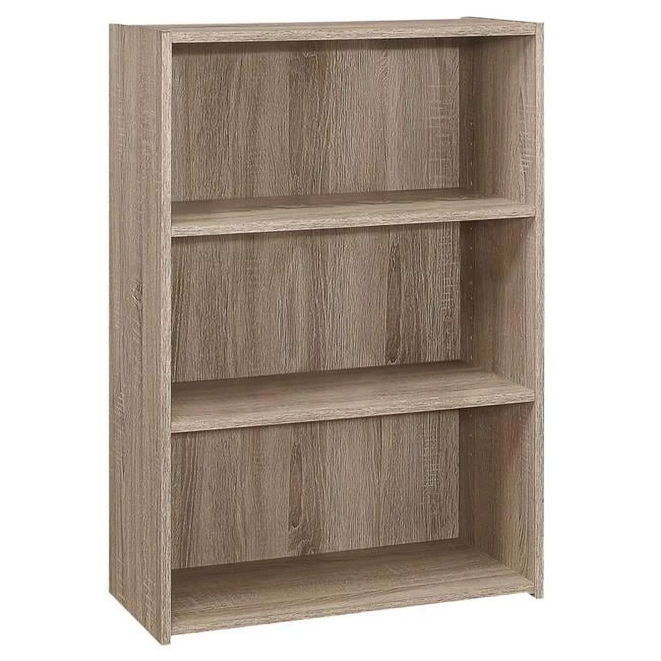 Dark Taupe Reclaimed Wood-Look Bookcase with 3 Shelves, 11.75 x 24.75 x 35.5 in.