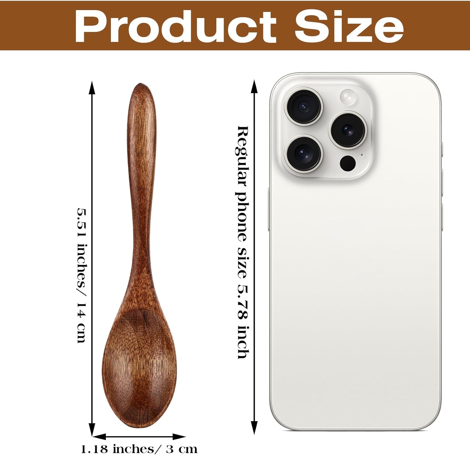 6Pcs Small Wooden Spoons, 5.5 Inches Wood Honey Spoons, Little Wooden Serving Table Spoons Utensils Set, Wooden Teaspoon for Cooking Soup Tea Coffee Eating Stirring