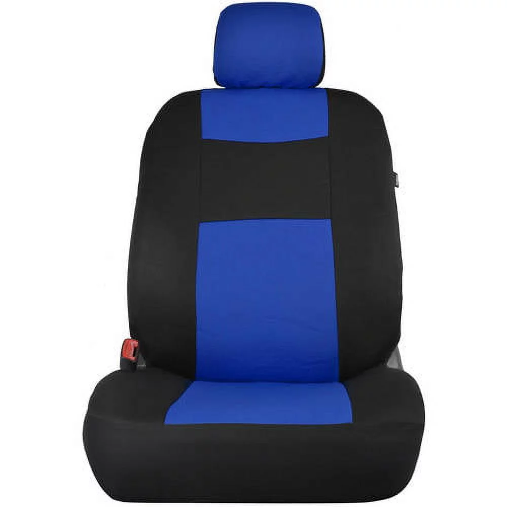 BDK Car Seat Covers 9pc Polyester Cloth 2 Front and Integrated Headreasts Rear Bench, High Back Rear