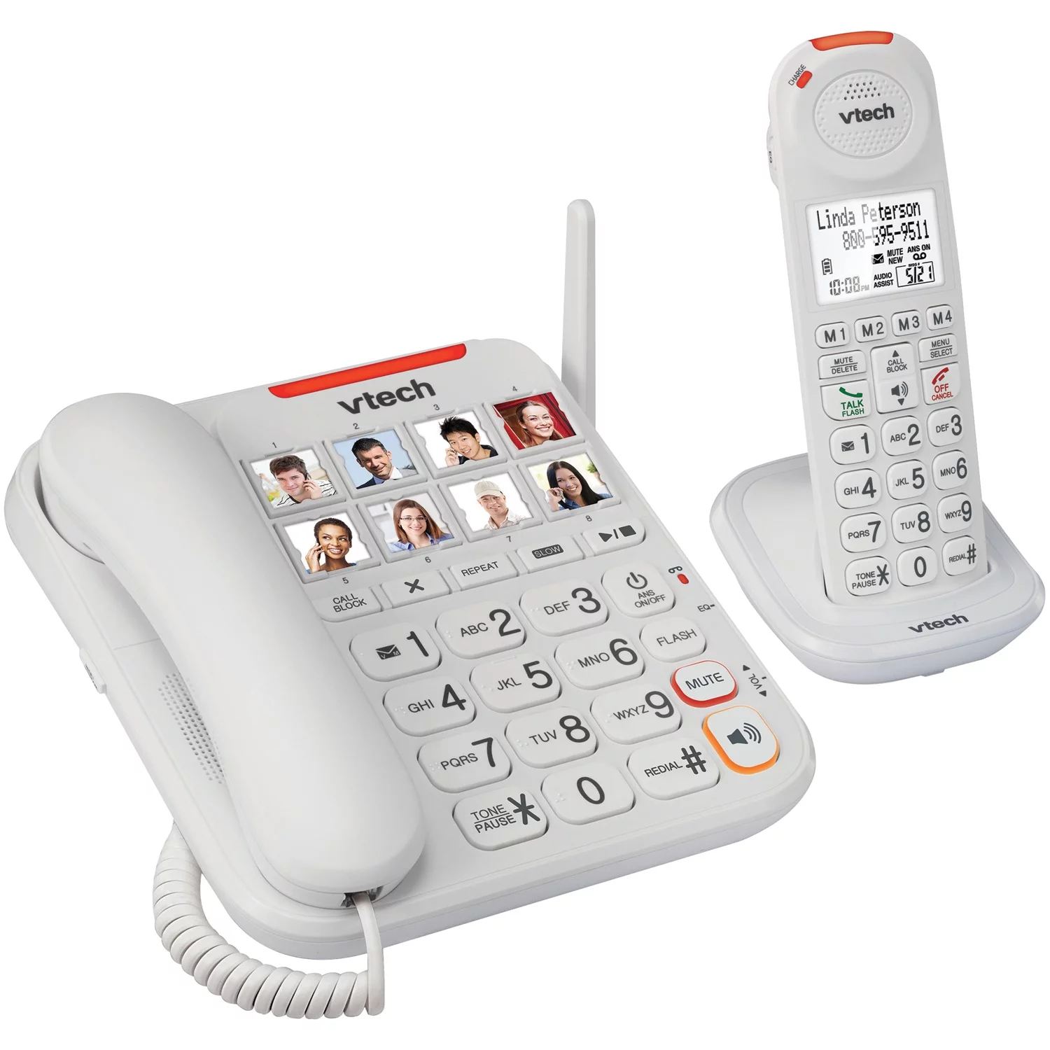 VTech Amplified Corded/Cordless Answering System with Big Buttons & Display, VTSN5147