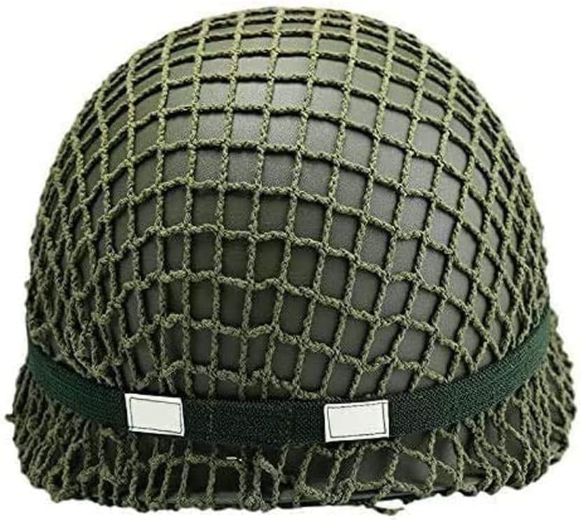 WWII US Army M1 Green Helmet Replica with Net/Canvas Chin Strap DIY Painting