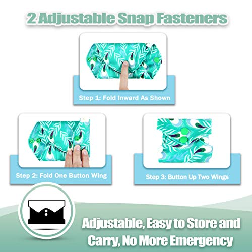 wegreeco Charcoal Reusable Menstrual Pads - Reusable Sanitary Pads | Reusable Panty Liners | Soft Cloth Menstrual Pads - 6 Pack with 1 Cloth Mini Wet Bag (M, Cherry Blossoms)