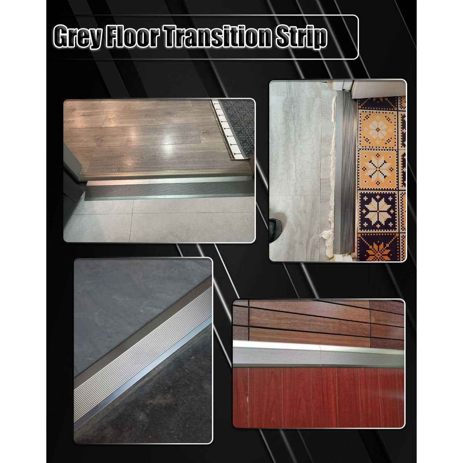 Hrokz 4 inch Floor Transition Strip Threshold Ramp Aluminum 36” Thresholds Reducer for Doorways Wheelchair Tile Wood Floors