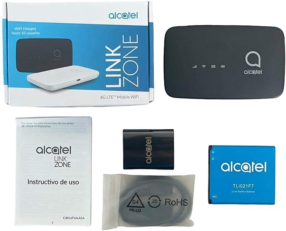 Alcatel LINKZONE Version 2021 MW45AN | Mobile WiFi Hotspot | 4G LTE Router | Up to 150Mbps | Connect Up to 10 Devices | Create A WLAN Anywhere (AT&T, T-Mobile, Metro, Cricket, Latin America) - Black