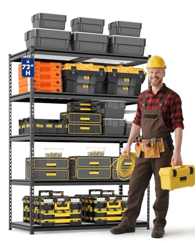 WORKPRO 5-Tier Heavy Duty Metal Shelving Unit, 72”H x 48”W x 24”D, Adjustable Storage Rack with 4000 lbs Capacity, for Garage, Basement, Workshop, Warehouse