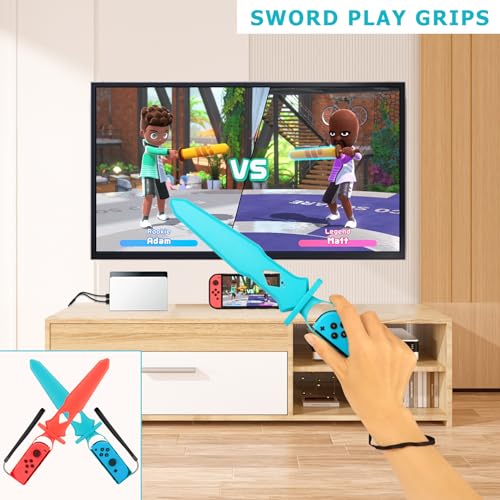 RTop 24 in 1 Switch Sports Accessories Kit for Nintendo Switch Sports, Switch Controllers Joy-Con Grips, Family Accessories Bundle Compatible with Nintendo Switch/Nintendo Switch OLED-With Carry Bag