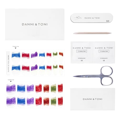 DANNI & TONI Semi Cured Gel Nail Strips Christmas Santa Claus Snowflakes Cat Eye Gel Nail Wraps 28 Stickers | Mistletoe Meow