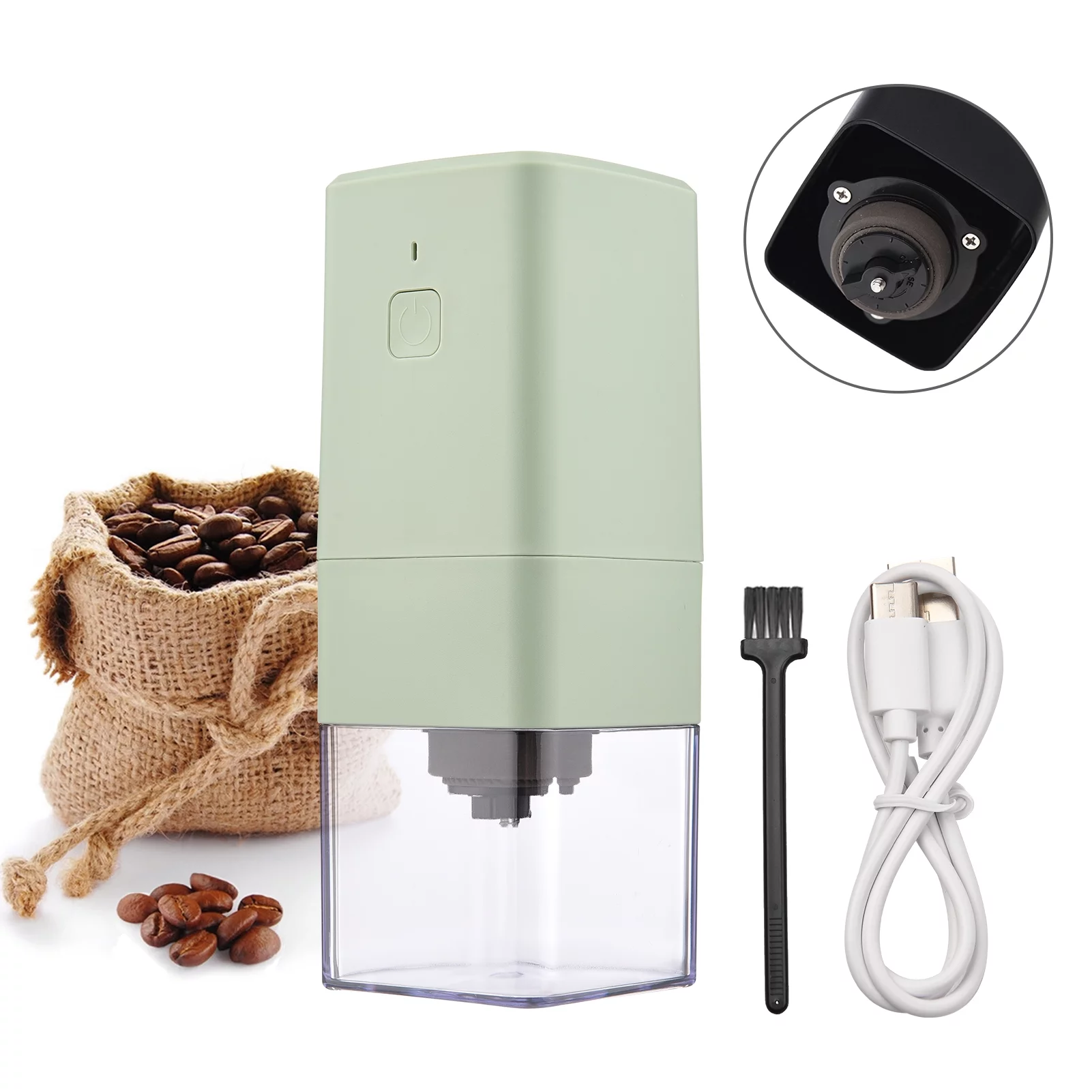Yabuy Electric Burr Coffee Grinder, Portable with Adjustable Coarse Fine Grinding Retains Natural Flavor, Low Noise Operation
