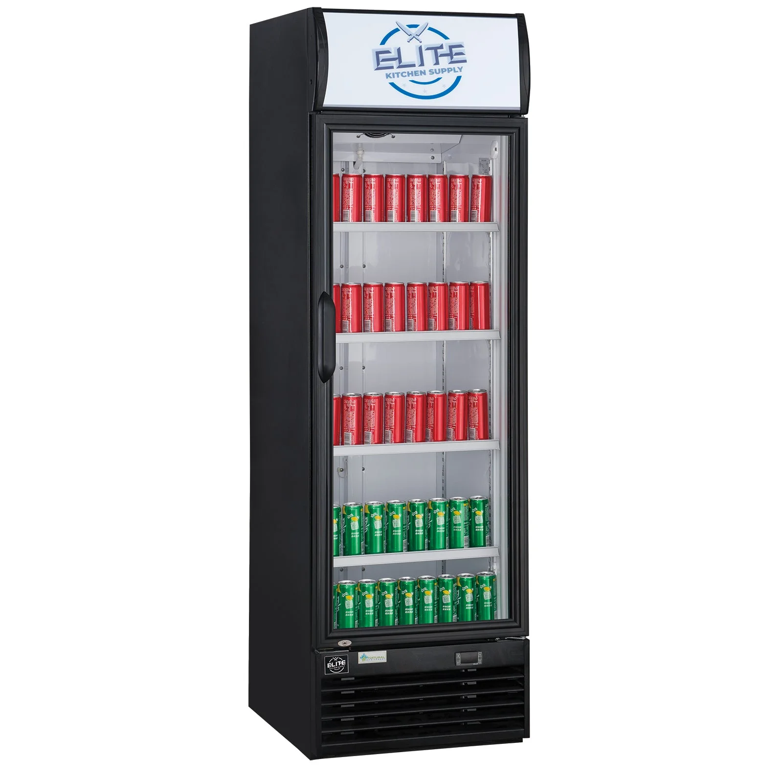 27 in.  Single Glass Door Beverage Display Commercial Cooler Refrigerator in Black, 14.72 cu. ft.