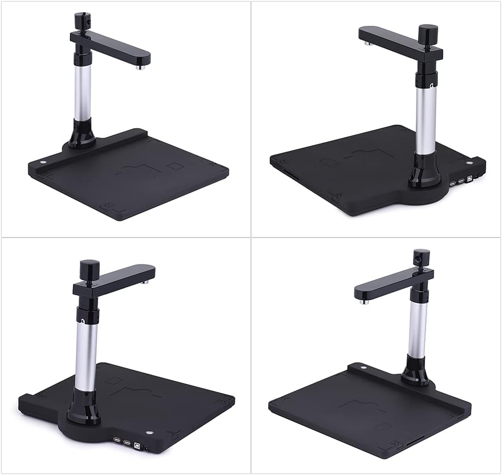 Adjustable HD High Speed USB Book Image Document Camera Scanner Dual Lens (10 -Pixel & 2 -Pixel) Max. A3 Scanning Size with OCR Function LED Light for Classroom Office Library Bank