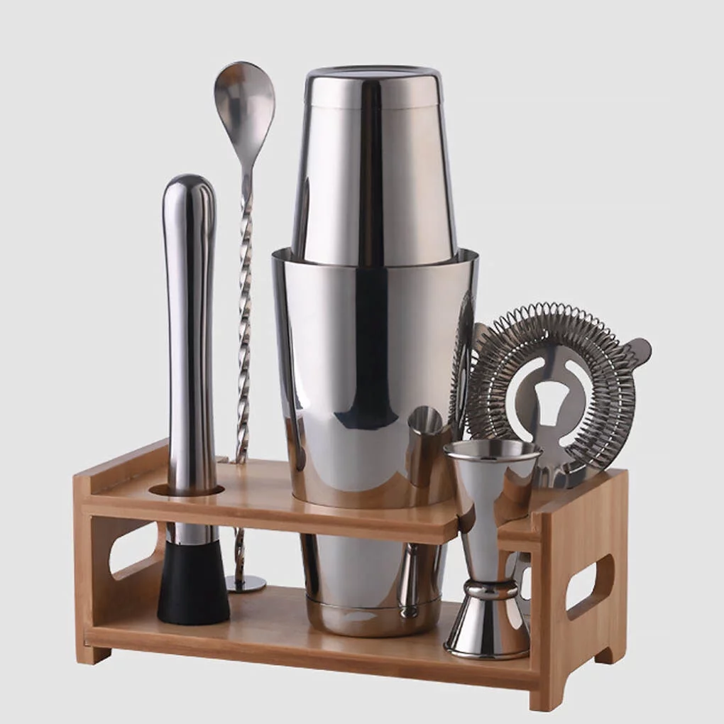 Booyoo Martini Shaker Bartender Kit 10Pcs Stainless Steel Cocktail Strainer Ice Muddler Spoon Jigger Pourers Bar Tools