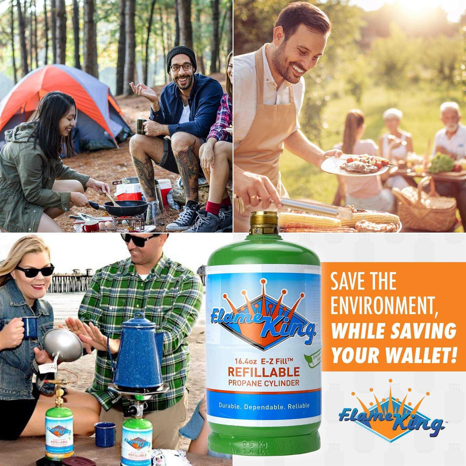 Flame King Refillable 1lb Empty Propane Cylinder Tank Reusable