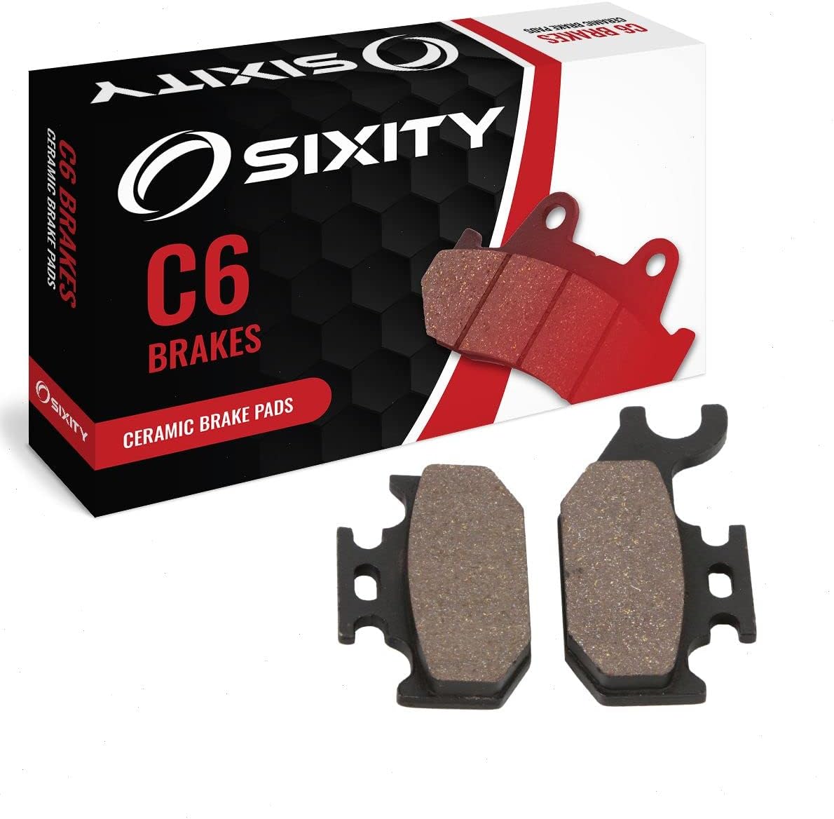 Sixity C6 Rear Ceramic Brake Pads compatible with Yamaha YXR66F Rhino 660 Ducks Unlimited 2007 Complete Set