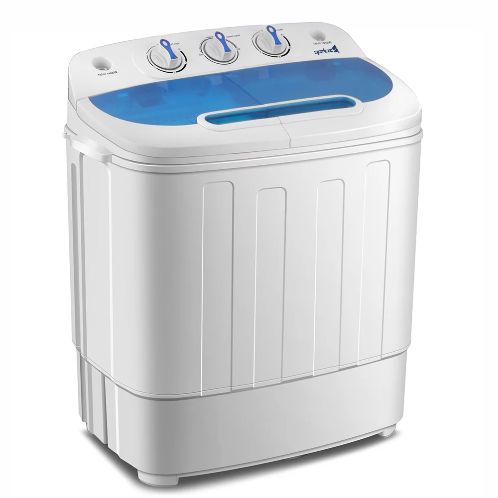 DFITO Portable Washing Machine 15lbs(9lbs+6lbs) Mini Twin Tub Compact Laundry Washer,Semi-automatic Twin Tube Washing Machine, Blue