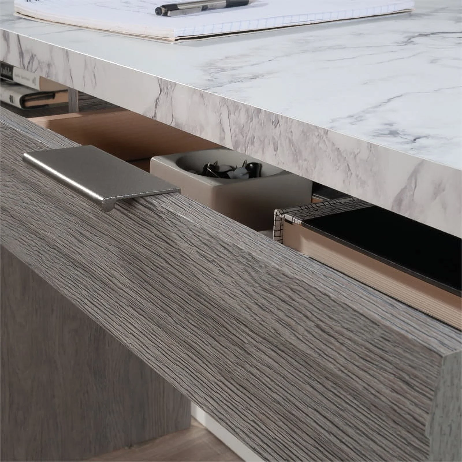 UrbanPro Modern Engineered Wood Writing Desk in Ashen Oak Finish