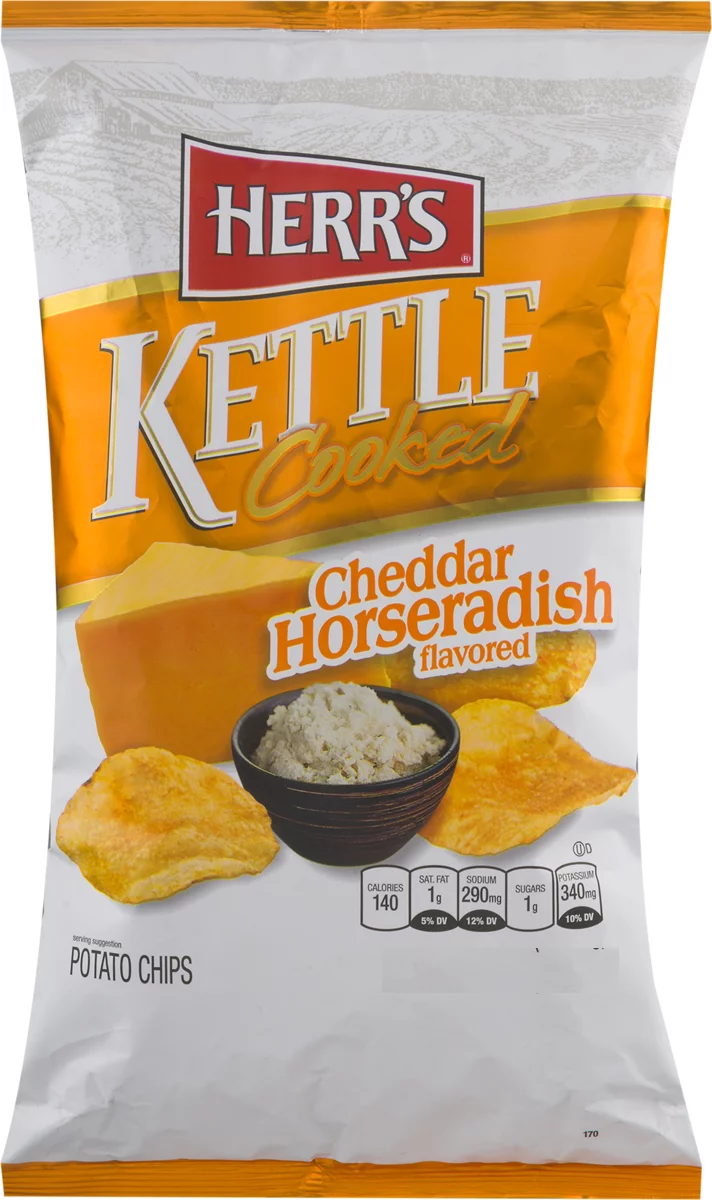 Herr's Kettle Cooked Cheddar Horseradish Potato Chips, 3-Pack 7.5 oz. Bag