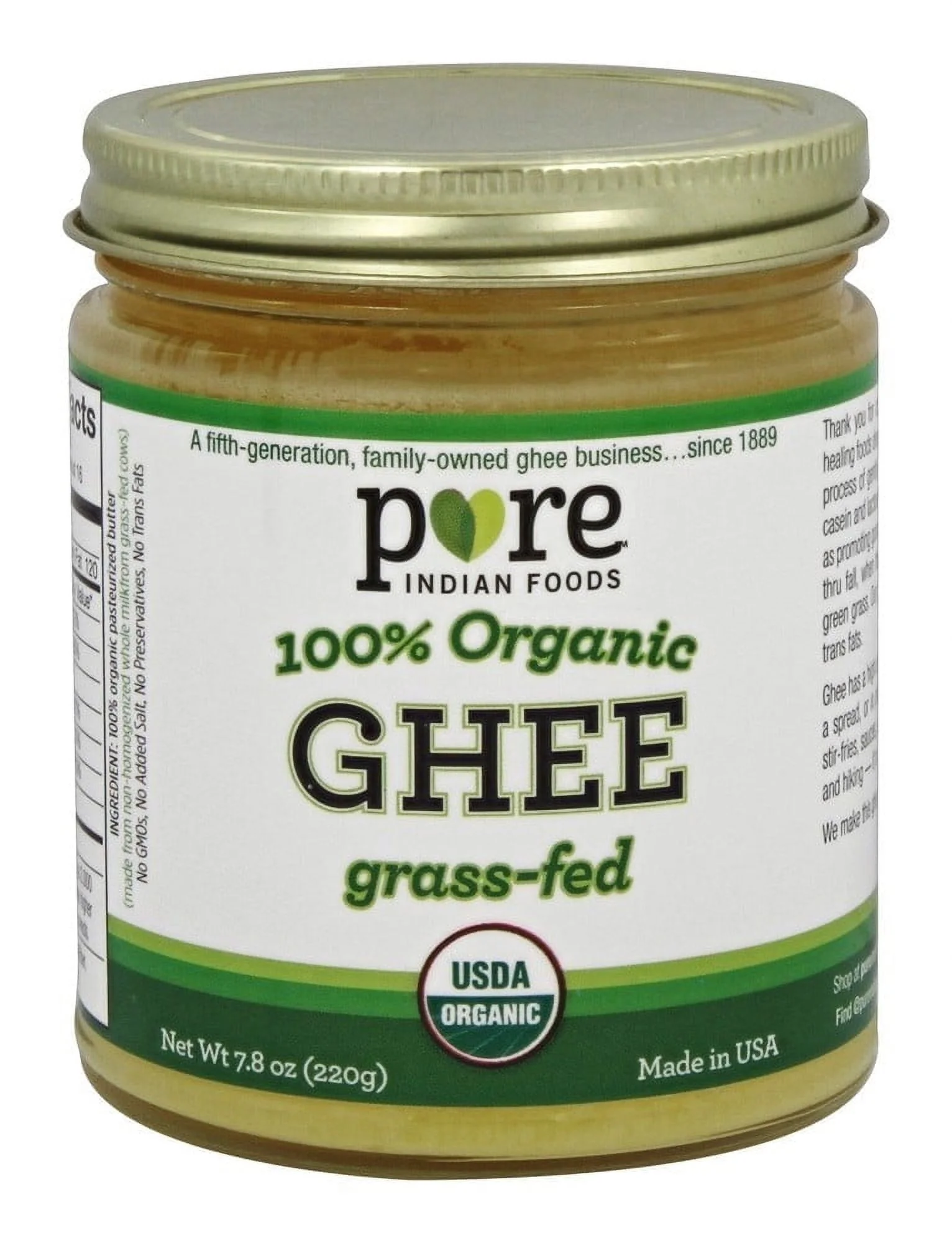 Pure Indian Foods Organic Ghee Grass-Fed - 7.8 oz Pack of 3