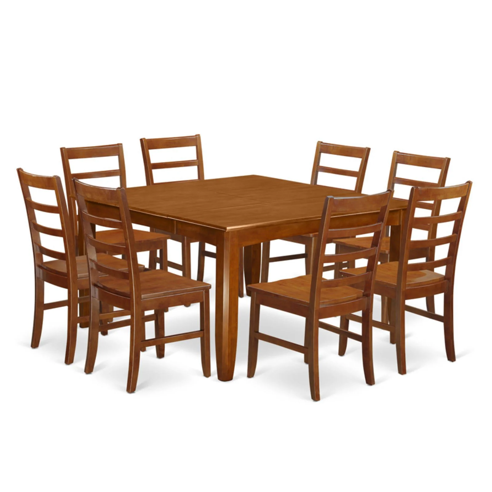 Dining Room Set-Square Dining Table With Leaf And 8 Dining Chairs-Finish:Cappuccino,Number of Items:9,Shape:Square,Style:Wood Seat