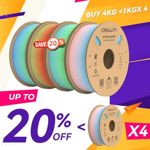 Creality Hyper PLA Filament 1.75mm, 30-600mm/s High Speed 3D Printer Filament, Dimensional Accuracy +/-0.02mm, Fit Most FDM 3D Printers, 4 Pack 1kg Spool(2.2lbs), Black & White