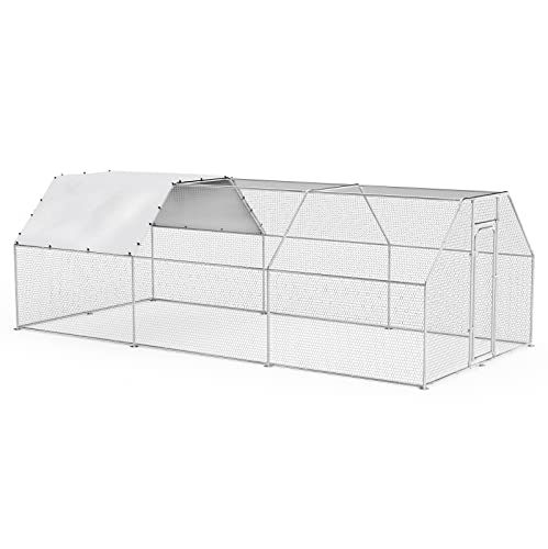 BOSSIN Metal Chicken Coop with Waterproof Cover, Poultry Cage Spire Shaped Coop, Walk-in and Heavy Duty Design, Chicken Run Duck House Resistant to Wind, rain, and UV Cover for Farm Yard Use