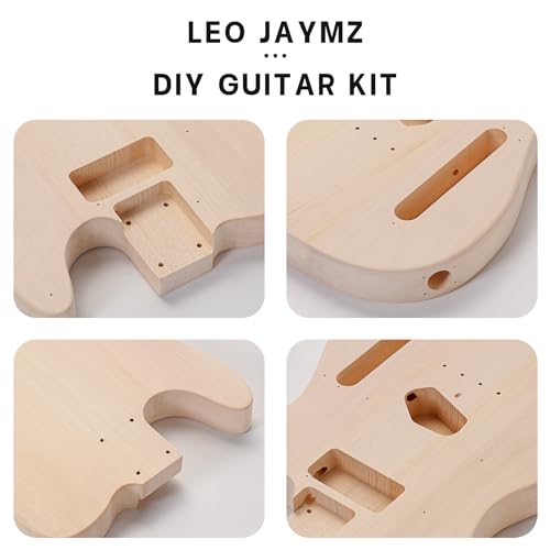 Leo Jaymz DIY Single Cut Electric Guitar Kits with Mahogany Body and Neck - Rosewood Fingerboard and All Components Included (LP Hollow)