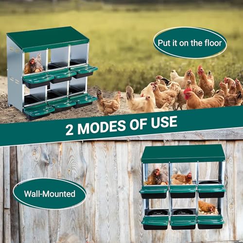 Chicken Nesting Box, 10 Hole 2 Layer Hen Nest Box with Legs, Roll Away Eggs Laying Boxes,Cleanable Pull Out Hen Roosting Boxes