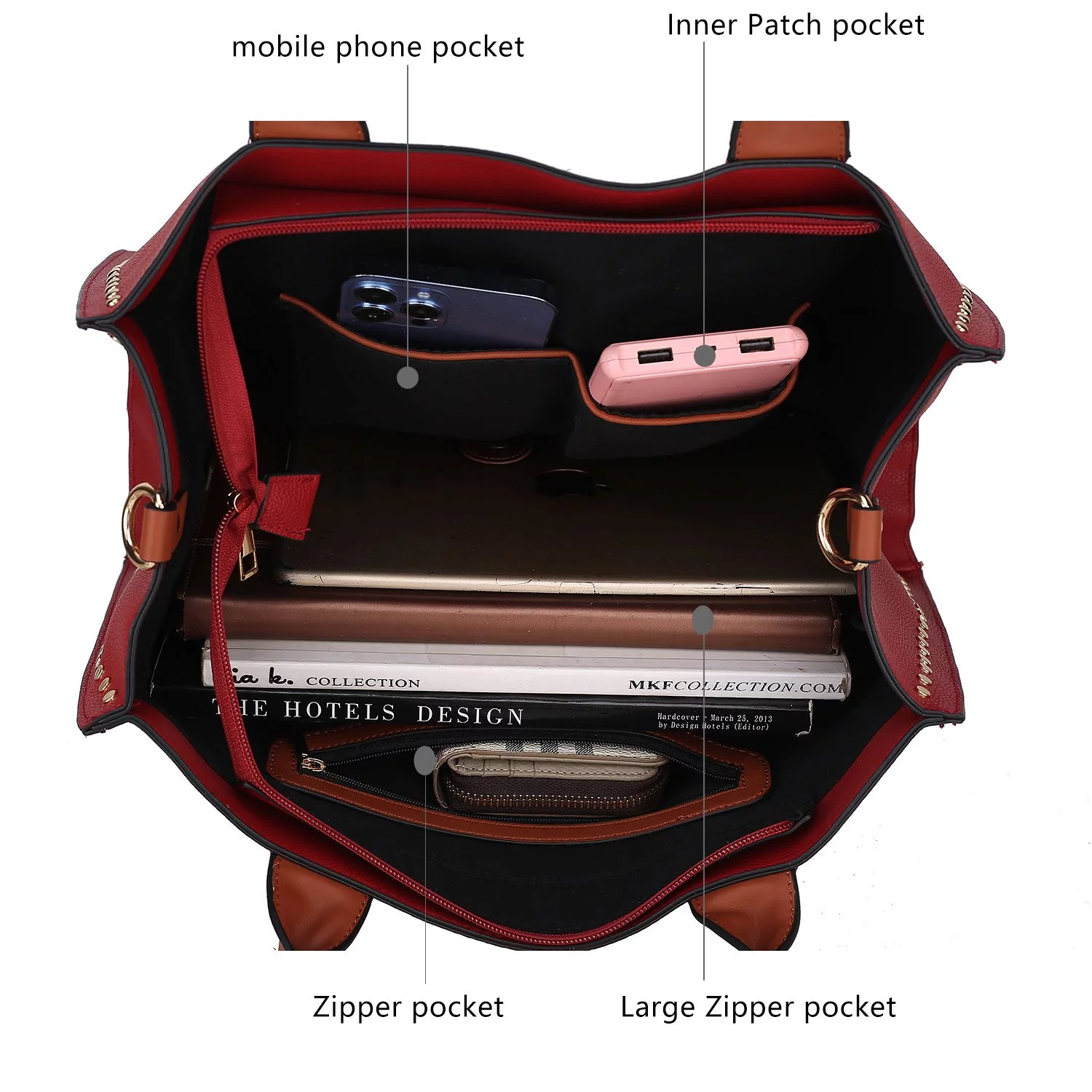 MKF Collection Women's Davina Faux Leather Tote Bag and Wallet Set, 2-Piece, Navy