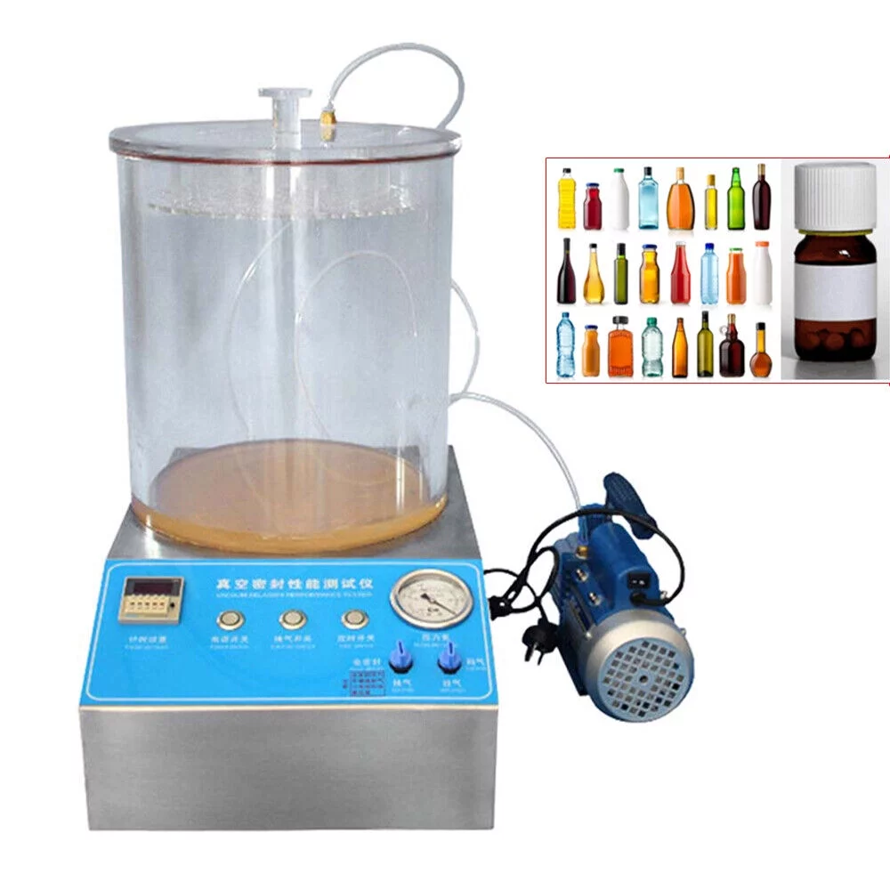 Vacuum Seal Tester Vacuum Sealing Performance Diagnostics Tester w/Vacuum Pump 270mmx270mmx200mm Suitable for Packaging Bags, Bottles 110V