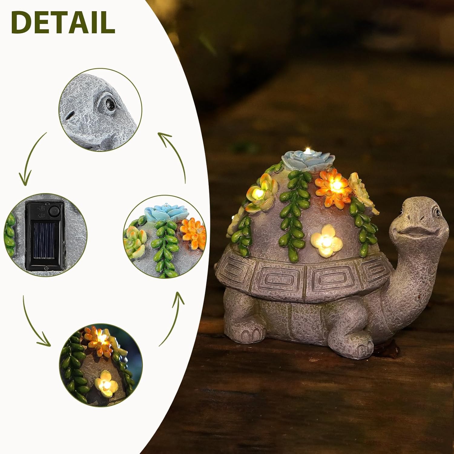 Solar Garden Outdoor Statues Turtle with Succulent LED Lights,Stunning Outdoor & Home Decor,Thoughtful Christmas Turtle Gifts Birthday Gift for Women,Kids,and Family