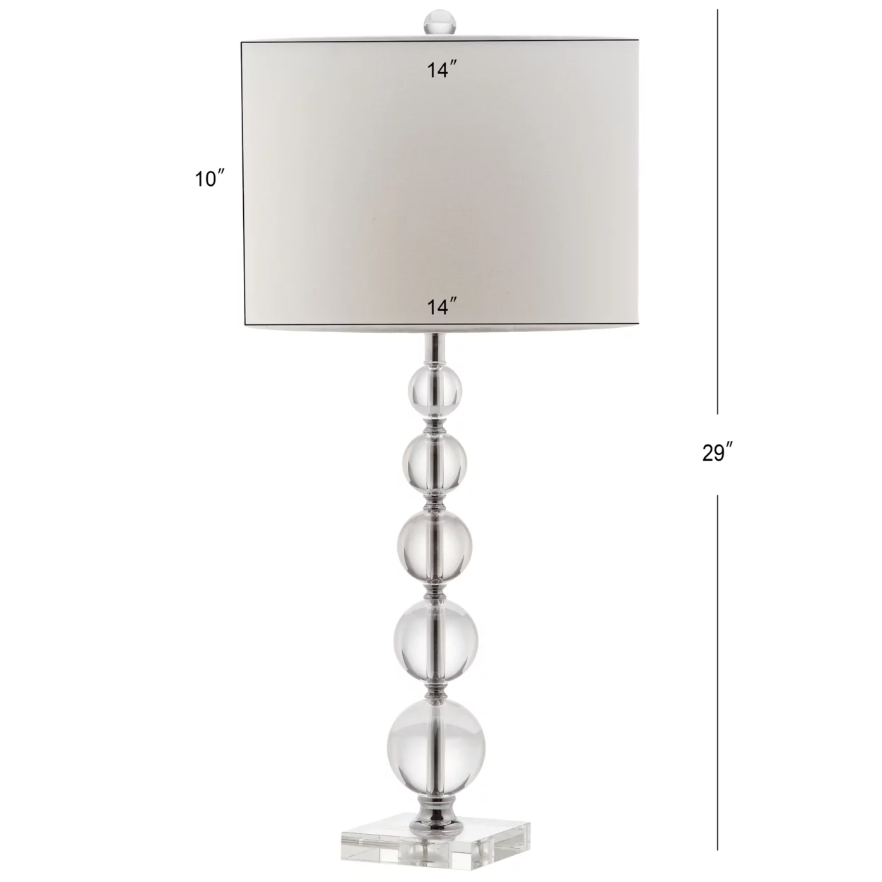 SAFAVIEH Liam 29 in. H Stacked Crystal Ball Table Lamp, Clear, Set of 2