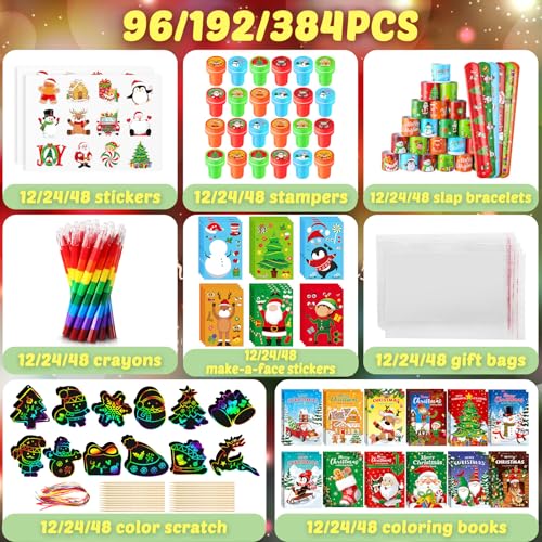 BenLouis Christmas Party Favors for Kids Xmas Classroom Gifts Prize Stockings Filler Coloring Books Bulk for Students Kids Crafts Holiday School Goodie Bag Stuffer（48Set Christmas）