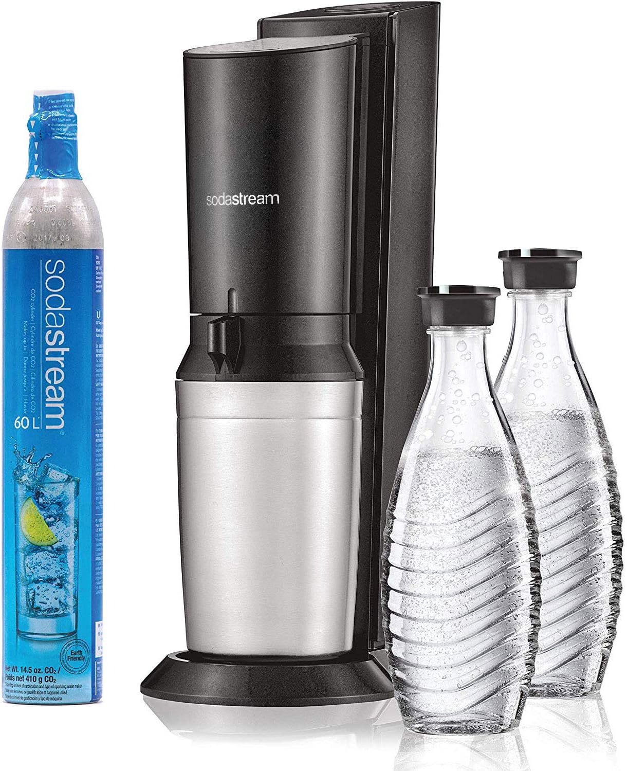 SodaStream Aqua Fizz Sparkling Water Machine (Black) with Co2 & Glass Carafes
