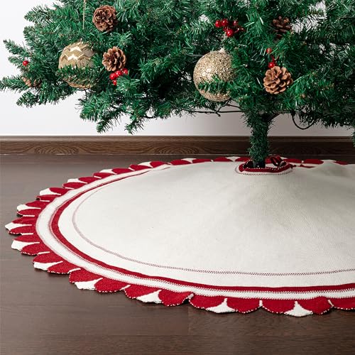 Mr. Pen- Christmas Tree Skirt 48 inches, Knitted Christmas Skirt Tree, Xmas Tree Skirt