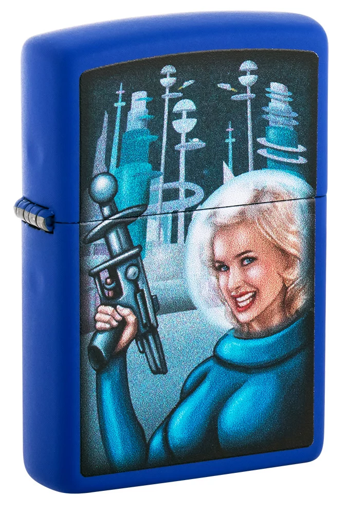 Zippo Retro Futuristic Royal Blue Matte Pocket Lighter