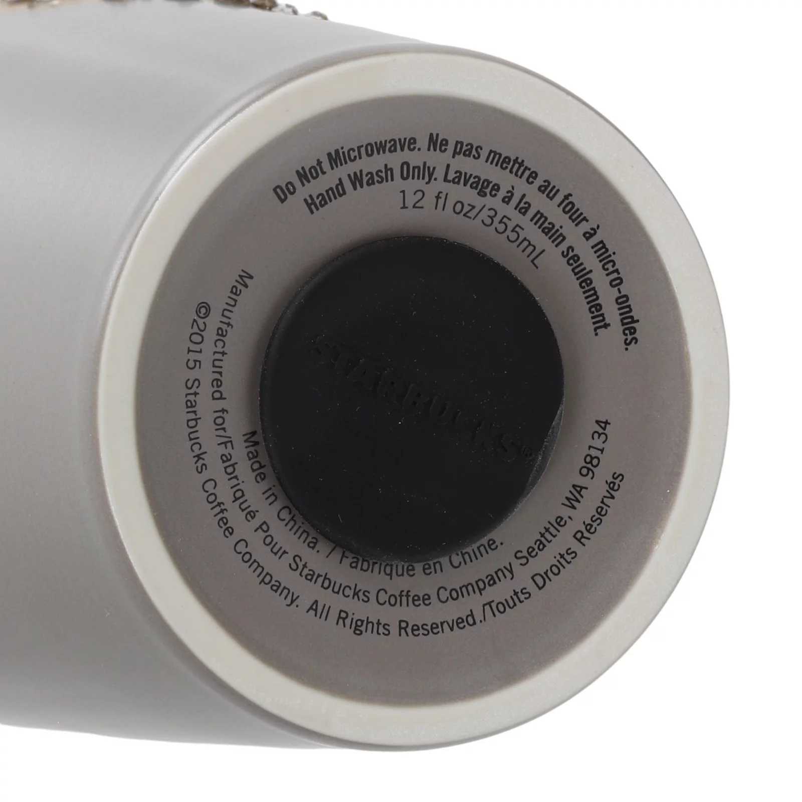 2015 Starbucks Swarovski Anniversary Ceramic Coffee Tumbler Gray & Gold 12 fl.oz.