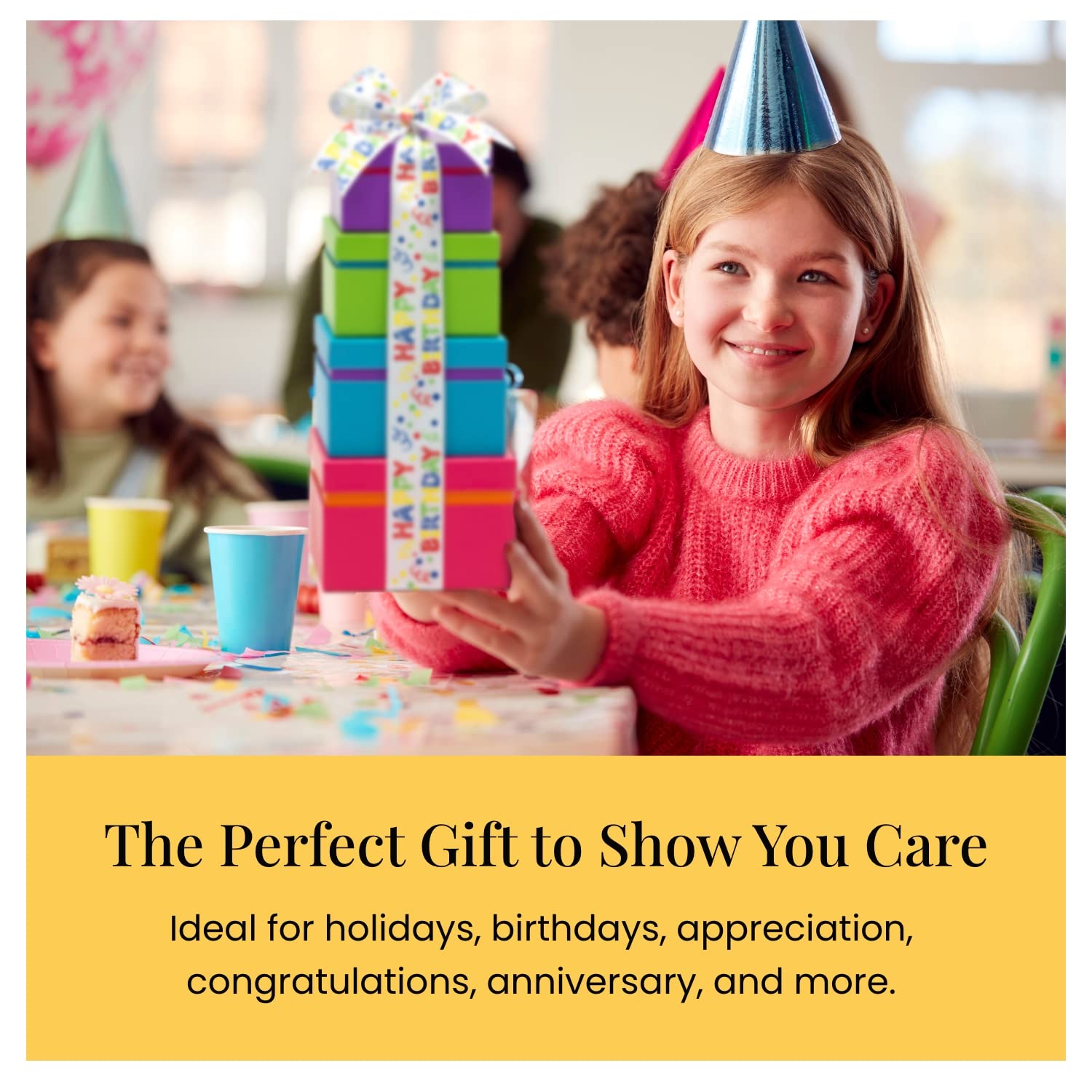 Broadway Basketeers Gourmet Chocolate Gift Tower - Birthday Snack Box with Sweet and Savory Treats