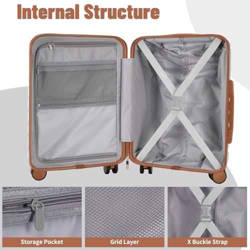 Lightweight Luggage with Spinner Wheels & YKK Zipper, 3-Piece Travel Suitcase ABS+PC Hardshell Luggage Set with TSA Lock, Light Avocado Green (20+24+28 inch)