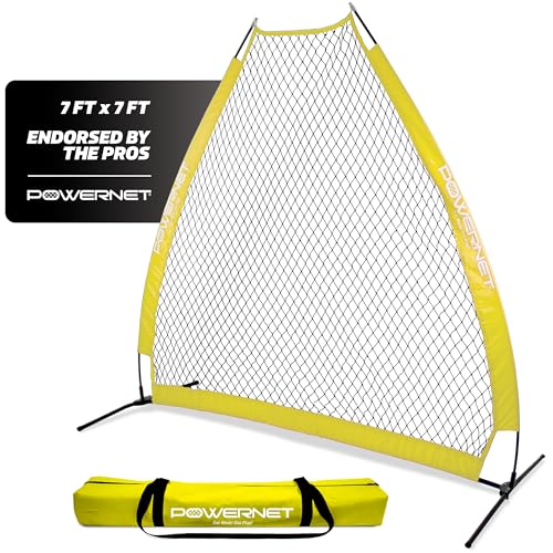PowerNet Portable Softball & Baseball Batting Practice Pitching Screen, 7-FT I-Frame or A-Frame Pitching Net